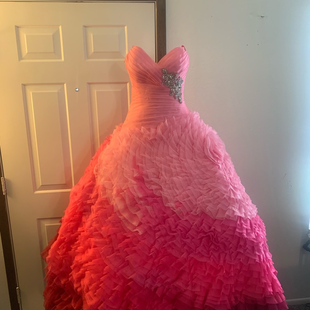 Stunning Pink Ombre Gown with Embellished Bodice
